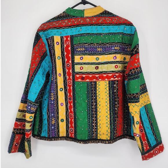 Chico’s Colorful Embroidered Boho Mirror Jacket Multicolor Size Large - Picture 3 of 14